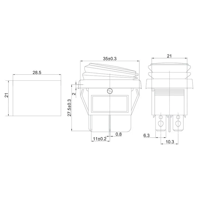 Выключатель клавишный 250V 15А (4с) ON-OFF красный  с подсветкой  ВЛАГОЗАЩИТА  (RWB-507)  REXANT Индивидуальная упаковка 1 шт - Фото 2