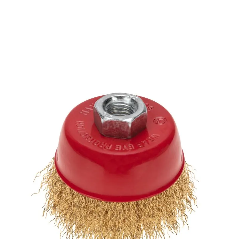 Щетка чашечная для УШМ, витая латунированная проволока, 75мм, М14 KRANZ - Фото 4