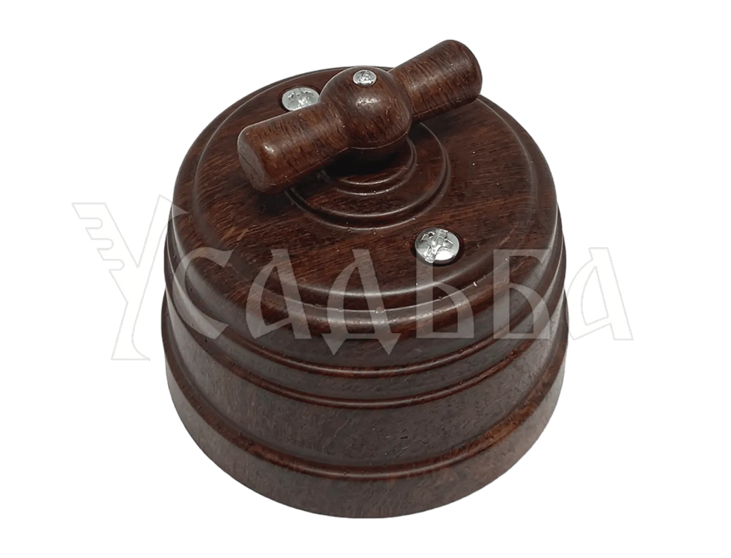 Выключатель пластиковый поворотный на два положения, для включения из 2-х мест (1-клавишный проходной), IP 20, цвет - орех, серия УСАДЬБА, ТМ МЕЗОНИНЪ GE30404-14