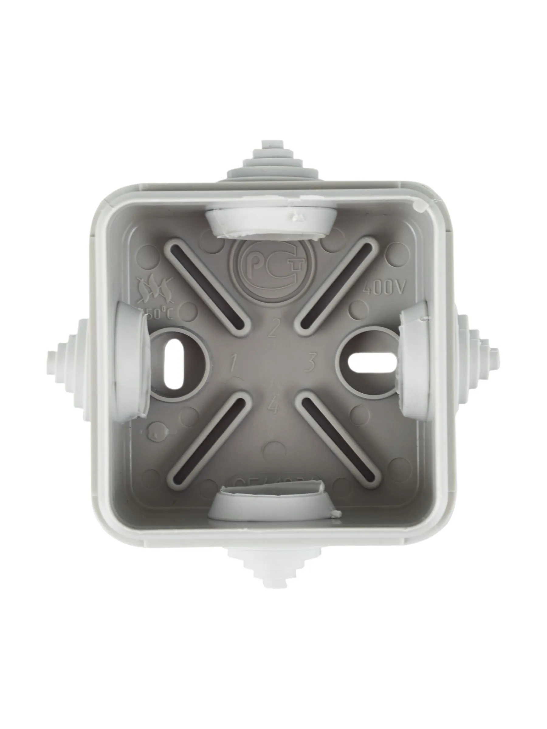 Коробка распаячная КМ41236 для открытой проводки безгалогенная (HF) 70х70х40мм с защелкивающейся крышкой IP44 4 гермоввода серая IEK - Фото 5