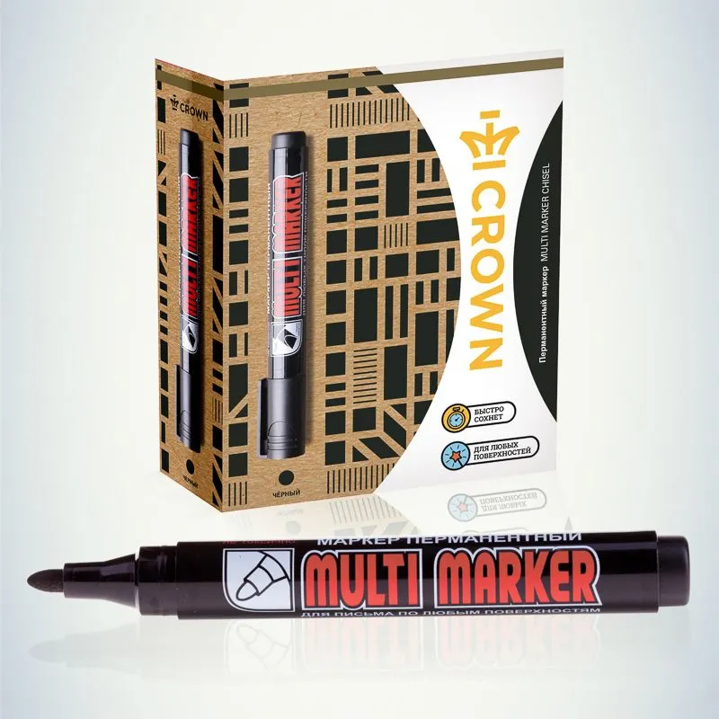 Маркер перманентный Multi Marker 3мм, черный, пулевидный Crown - Фото 3