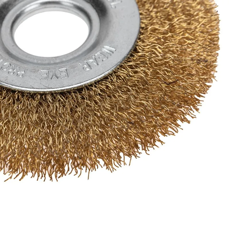 Щетка дисковая для УШМ, витая латунированная проволока, 100мм, отв. 22,23мм KRANZ - Фото 5