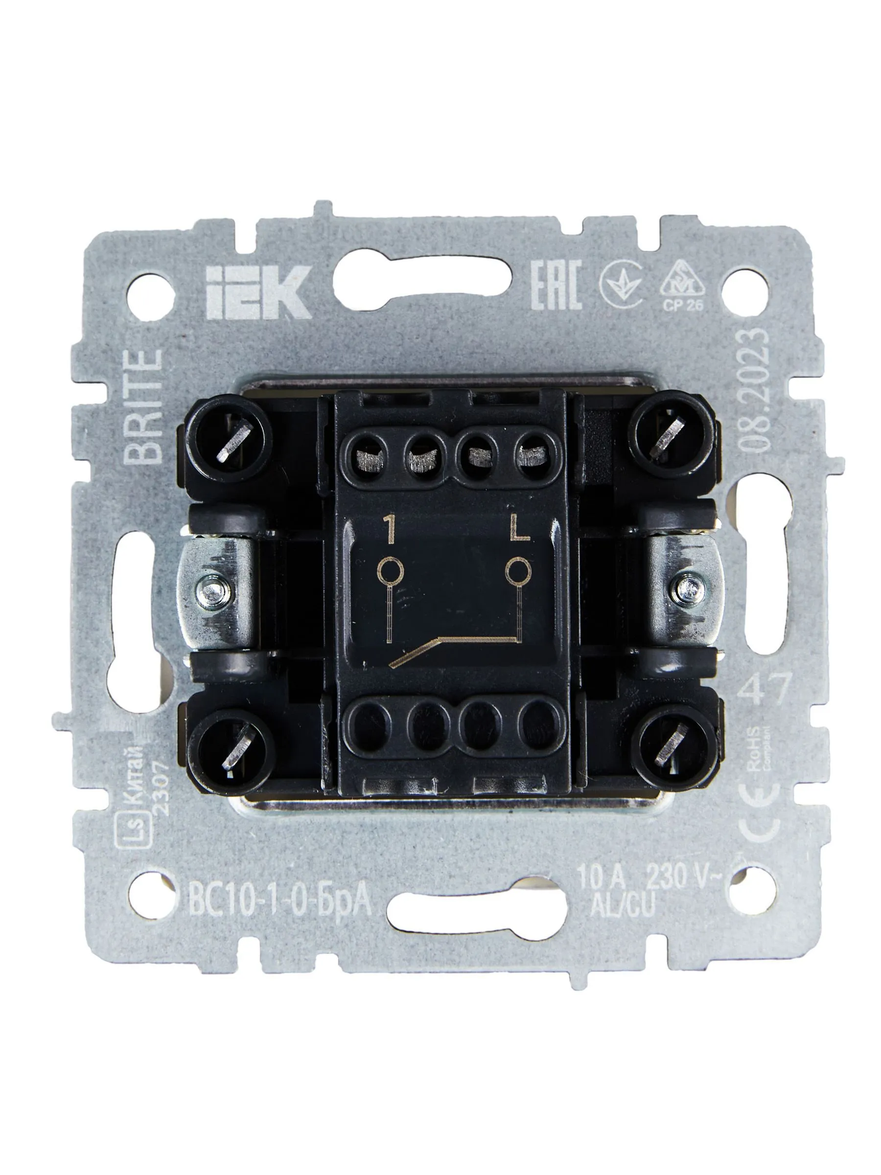 BRITE Выключатель 1-клавишный 10А ВС10-1-0-БрА алюминий IEK - Фото 6