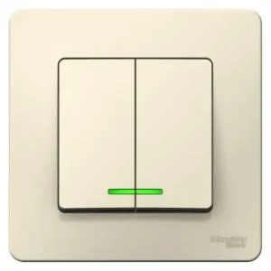 Выключатель 2-кл. СП Blanca 6А IP20 (сх. 5) 250В с подсветкой молочн. SE BLNVS006512 1210293