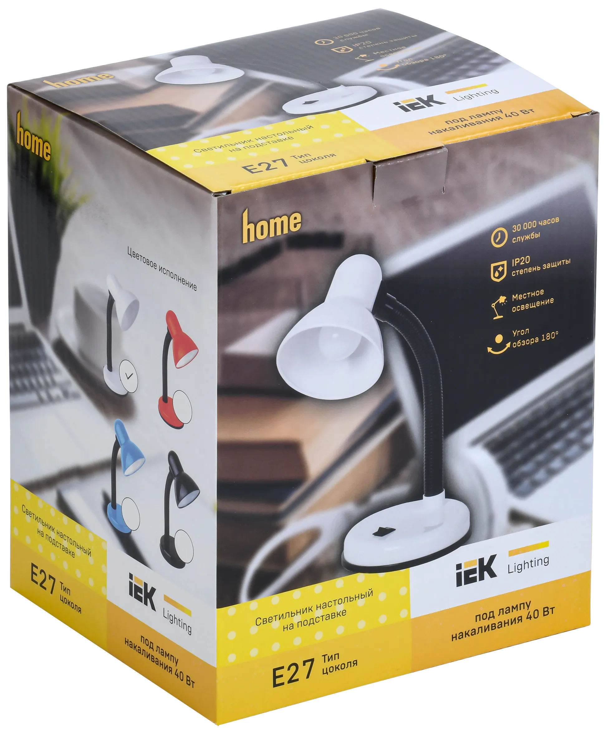 LIGHTING Светильник настольный 1002 на подставке Е27 белый IEK