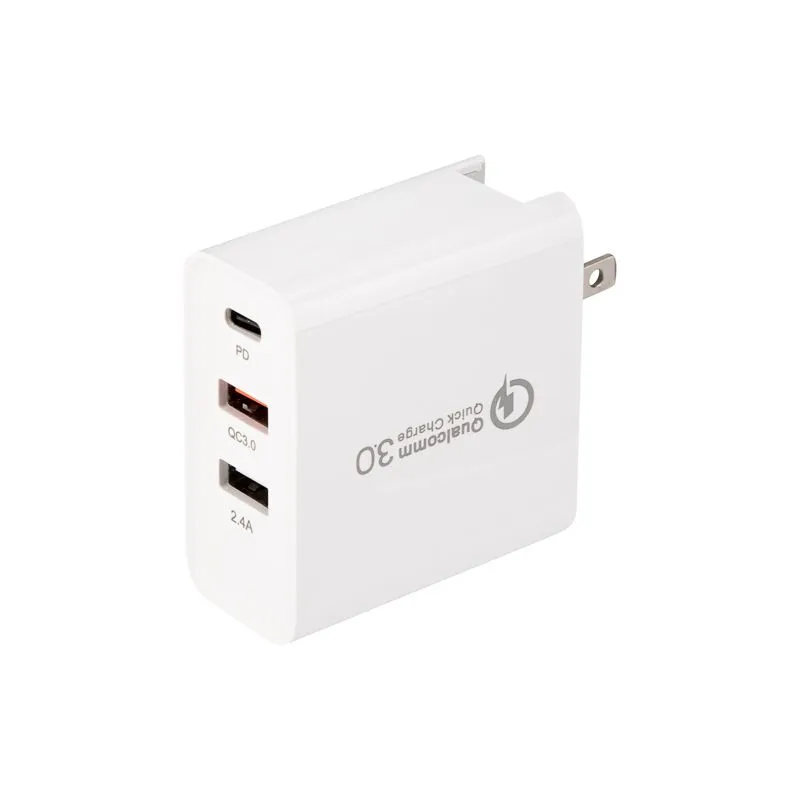 Сетевое зарядное устройство для iPhone/iPad REXANT 2xUSB+USB Type-С, переходник + адаптер, 48W белое