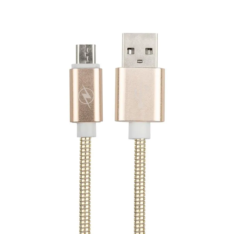 USB кабель micro USB, золото металл, 1 метр REXANT - Фото 3