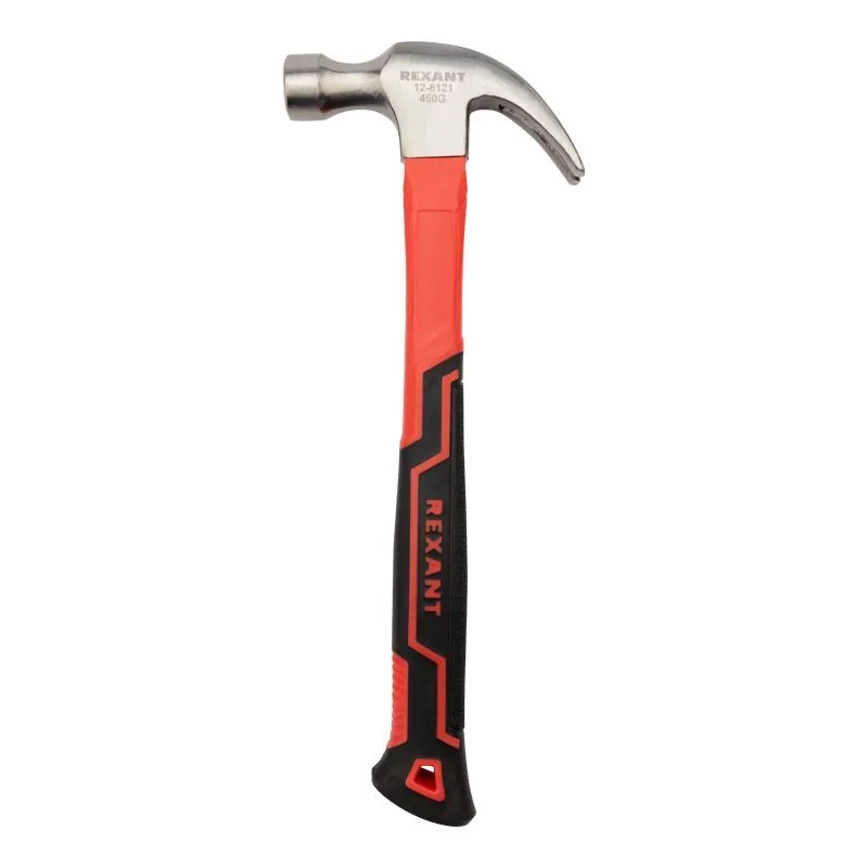 Молоток-гвоздодер 450г фибергласовая рукоятка REXANT 12-8121