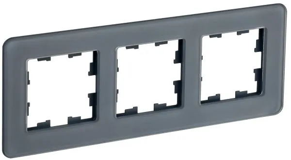 BRITE Рамка 3-местная РУ-3-2-Бр стекло графит RE IEK BR-M32-G-41-K53