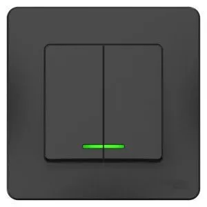 Выключатель 2-кл. СП Blanca 10А IP20 (сх. 5) 250В с подсветкой антрацит SE BLNVS010516 1210372