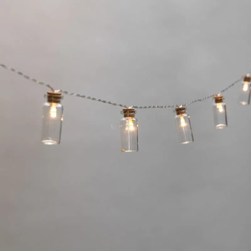 Гирлянда светодиодная Баночки 1,5 м, 10 LED, прозрачный ПВХ, цвет свечения теплый белый, 2 х АА (батарейки не в комплекте) NEON-NIGHT 303-096