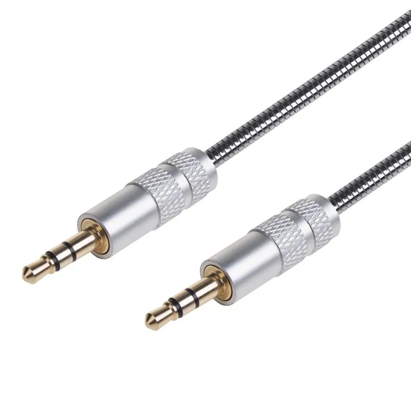 Аудиокабель AUX 3,5 мм, 1м, в гибкой металлической оплетке REXANT 18-4091