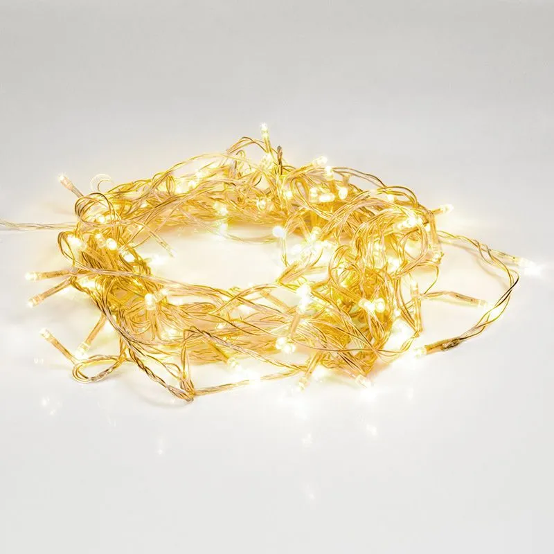 Гирлянда светодиодная универсальная 100 LED ТЕПЛЫЙ БЕЛЫЙ 10 метров, прозрачный ПВХ, с контроллером - Фото 5