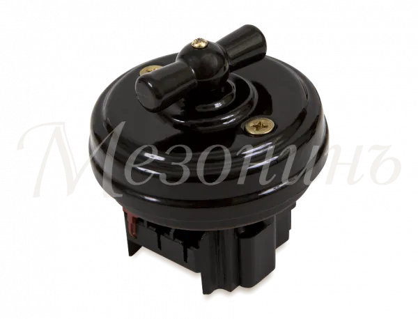 Выключатель ретро фарфоровый поворотный на 2 положения,проходной(D70x35, 10А, 250В, IP20, без подъ