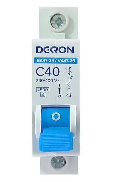 Автоматический выключатель ВА47-29 1P С40A 4,5кА mcb29-1-C40-dek