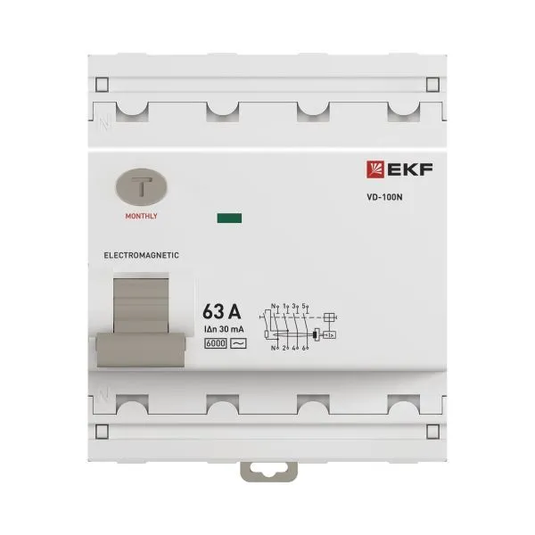ВДТ ВД-100N 4P 63А 30мА AC эл-мех 6кА PROXIMA EKF - Фото 4