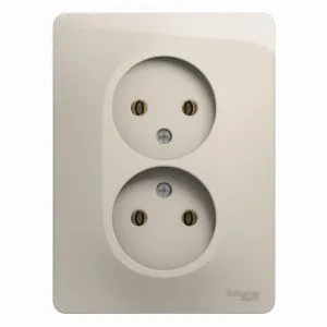 Розетка 2-м СП Glossa 16А IP20 250В без заземл. в сборе молоч. SE GSL000920 454460