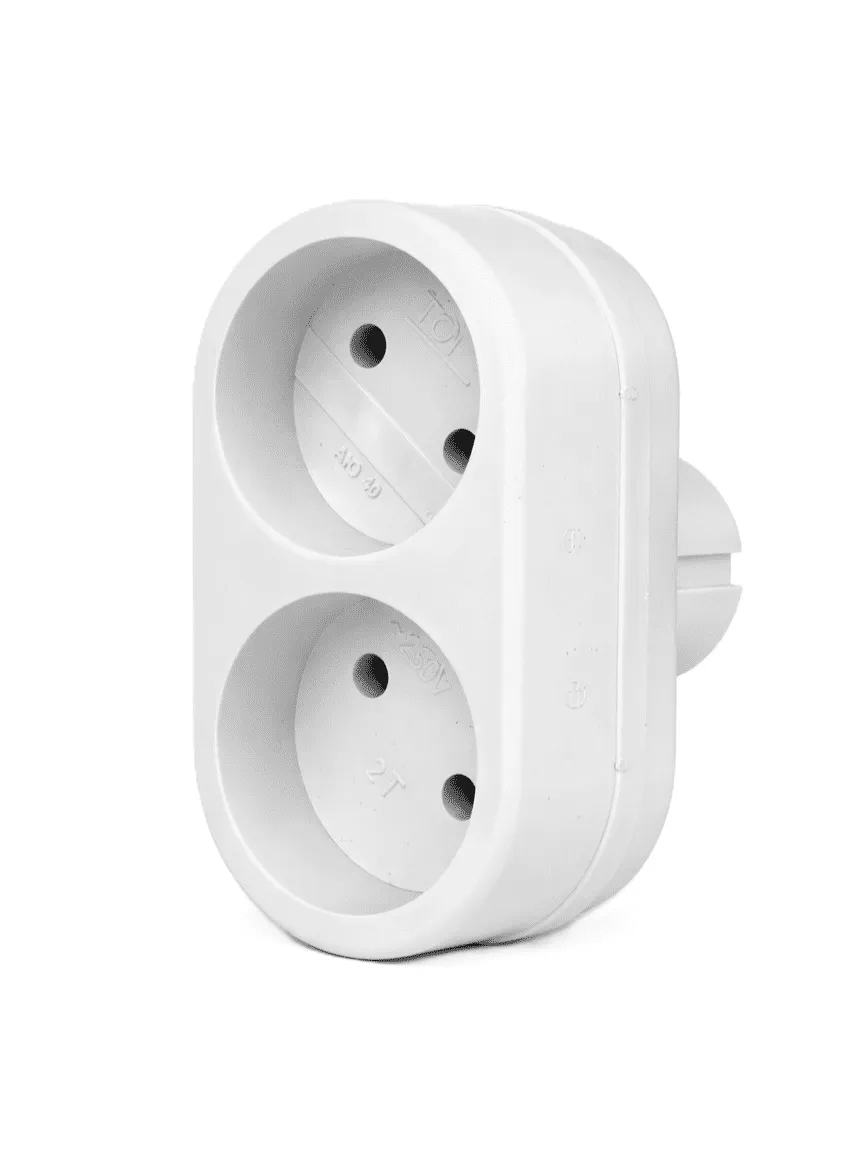 Разветвитель электрический 2 розетки без заземления, 6А, белый DEKRON DEK0907-0001
