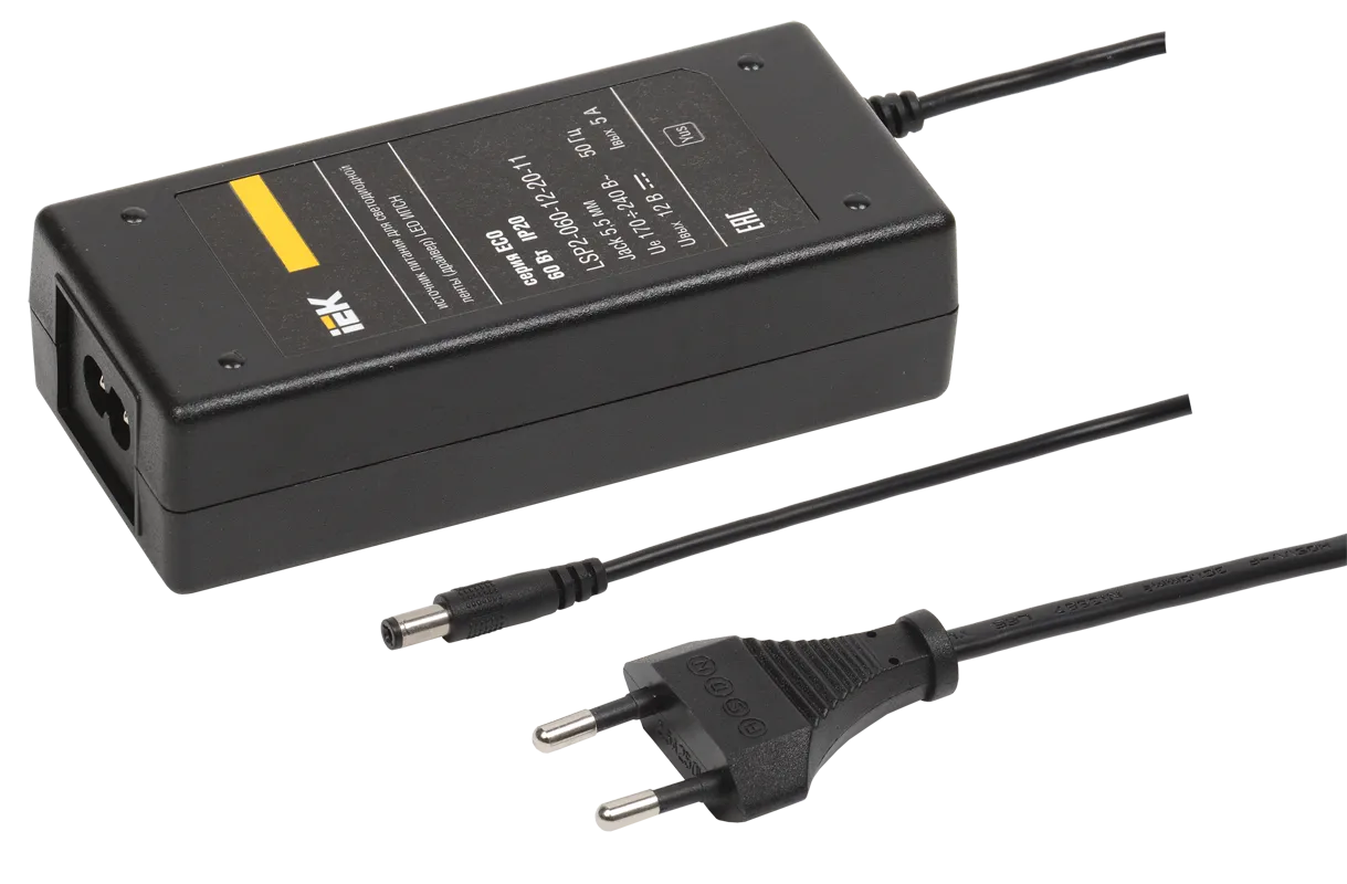 Драйвер LED ИПСН-ECO 60Вт 12В сетевая вилка-блок-Jack5,5 IP20 IEK LSP2-060-12-20-11