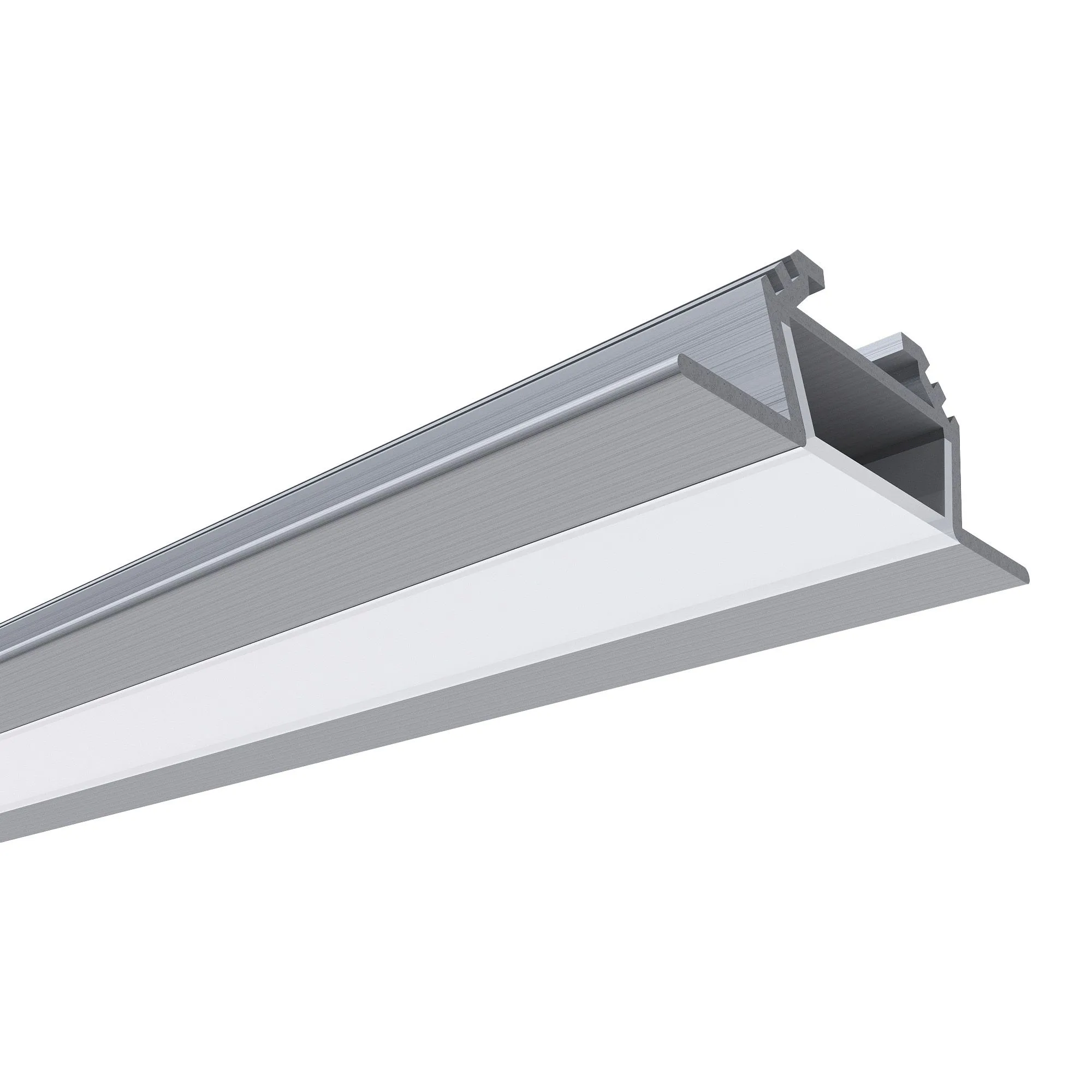 Профиль алюминиевый  угловой, накладной, серебро, 28,5х10,4мм, 1м, шир. ленты до 10мм (рассеиватель белый матовый, заглушки - 2шт.) 08-07