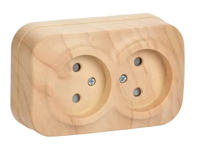 GLORY Розетка 2-местная для открытой установки без заземления с защитными шторками 10А РСш22-2-ХС сосна IEK