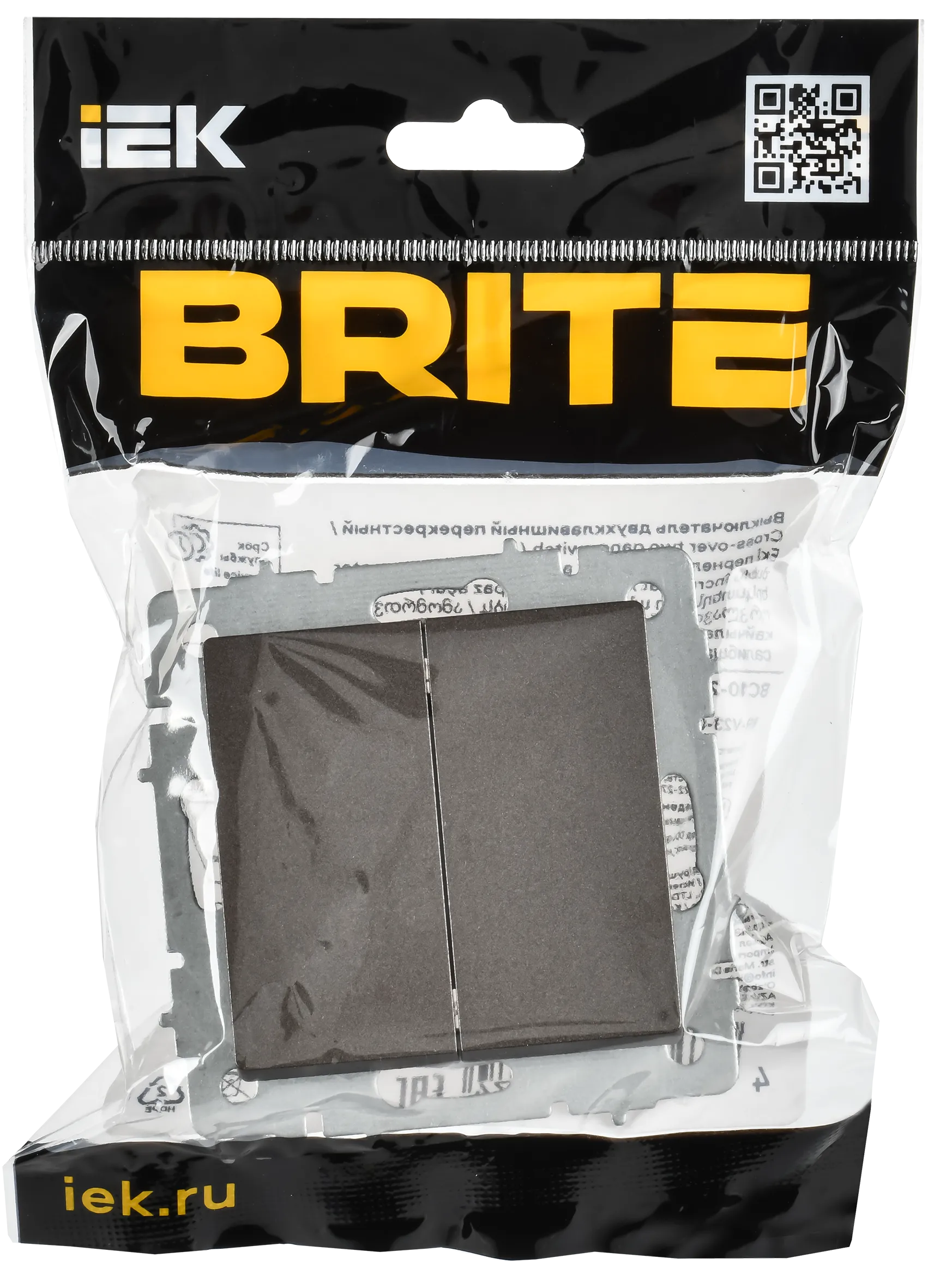 BRITE Выключатель 2-клавишный перекрестный 10А ВС10-2-3-БрТБ темная бронза IEK - Фото 2
