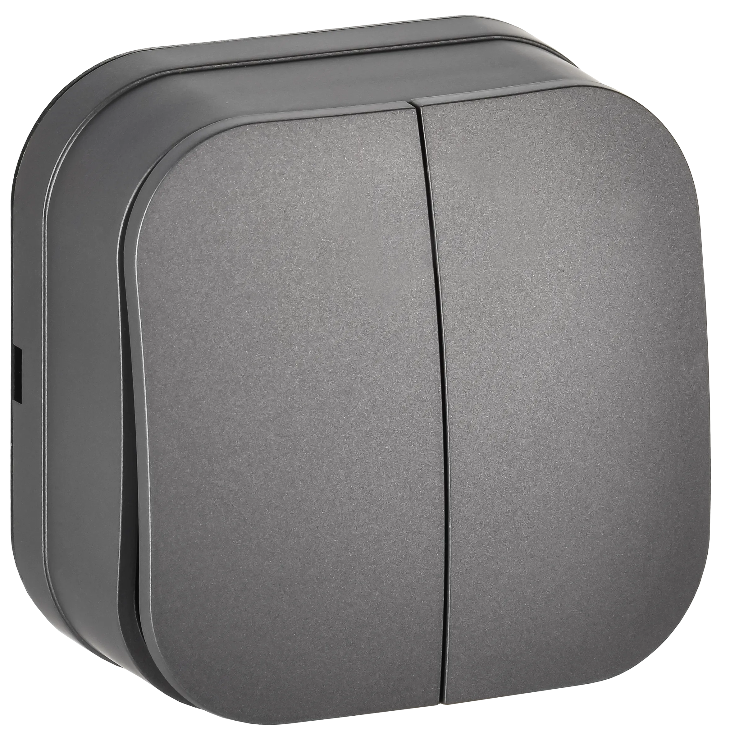 GLORY Выключатель 2-клавишный для открытой установки 10А ВС20-2-0-ХСм сталь матовый IEK