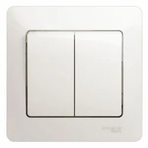 Выключатель 2-кл. СП Glossa 10А IP20 (сх. 5) 10AX в сборе перламутр. SE GSL000652 1180359