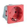 Розетка 45х45 с зазем., с защ. шторками, 90 градусов, красная EKF E2MR16-028-70