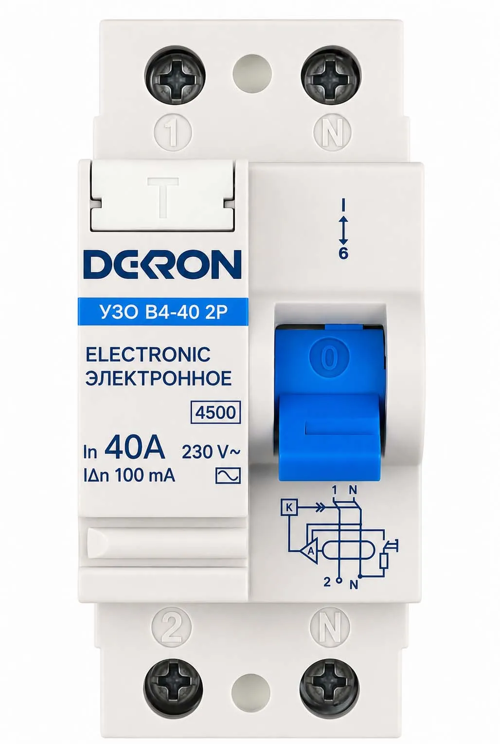 Устройства защитного отключения УЗО ВД-40 2P 40А/100мА тип АС 4,5кА DEKRON rcd40-2-40-100AC-dek