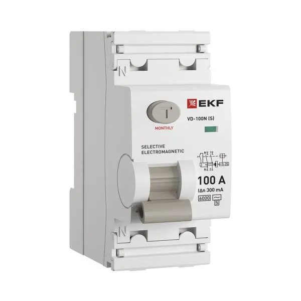 ВДТ ВД-100N (S) 2P 100А 300мА AC эл-мех 6кА PROXIMA EKF E1026MS100300