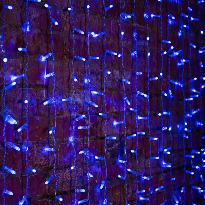 Гирлянда Светодиодный Дождь 2х1,5м, постоянное свечение, прозрачный провод, 230 В, диоды СИНИЕ 235-303