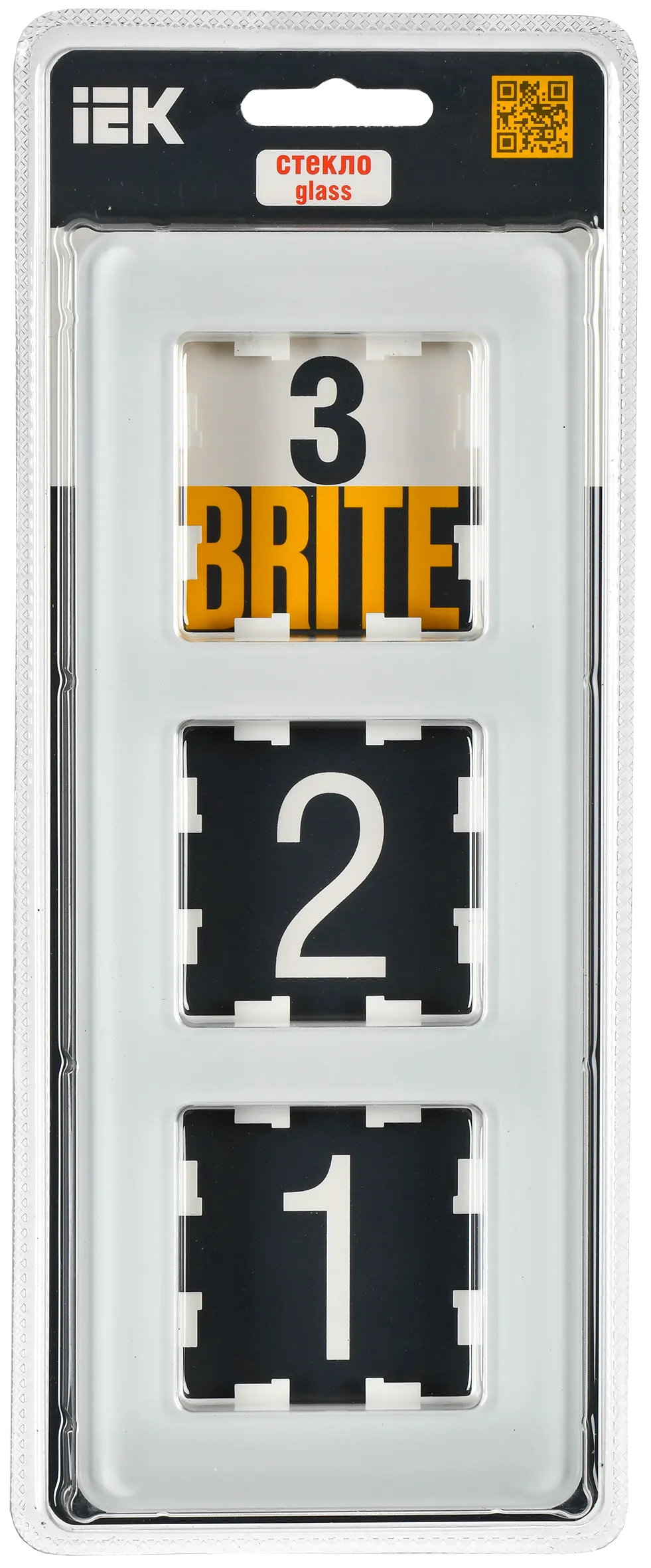 BRITE Рамка 3-местная РУ-3-2-Бр стекло белый RE IEK - Фото 2