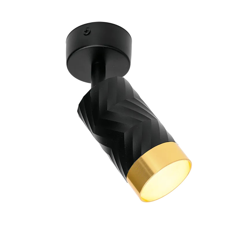 Накладной светильник WOLTA WSL-GU10/S09BG IP20 под лампу GU10 Чёрный/золото LINEA D60x170 1/50 - Фото 4