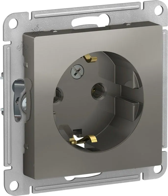 Розетка 1-м СП AtlasDesign 16А IP20 с заземл. механизм сталь SE ATN000943
