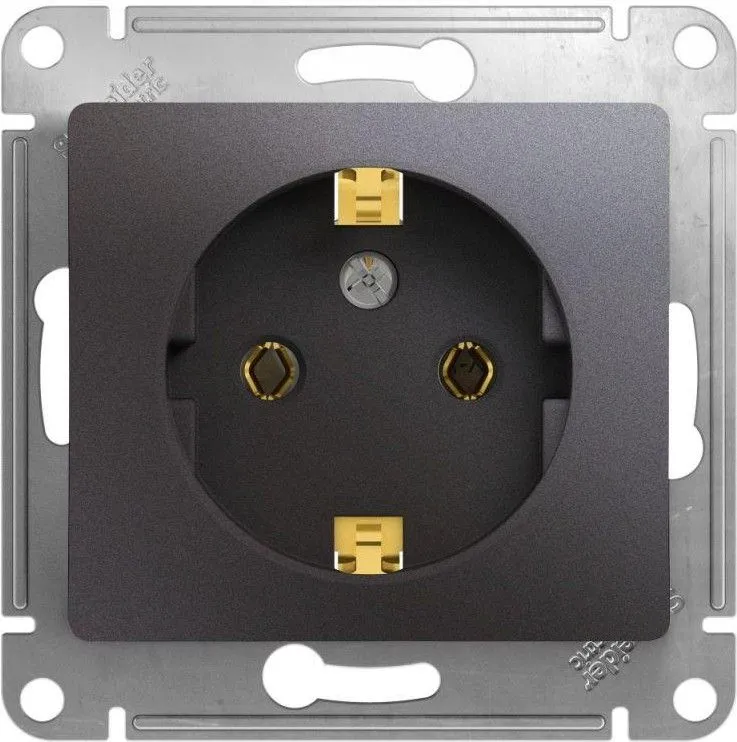 Розетка 1-м СП Glossa 16А IP20 250В с заземл. механизм графит SE GSL001343