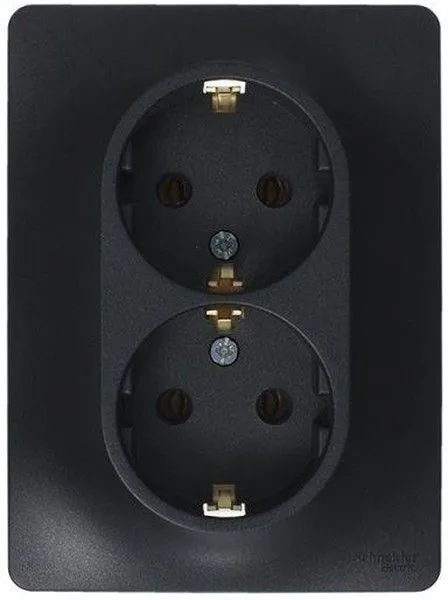 Розетка 2-м Glossa 16А с заземл. в сборе антрацит SE GSL000724