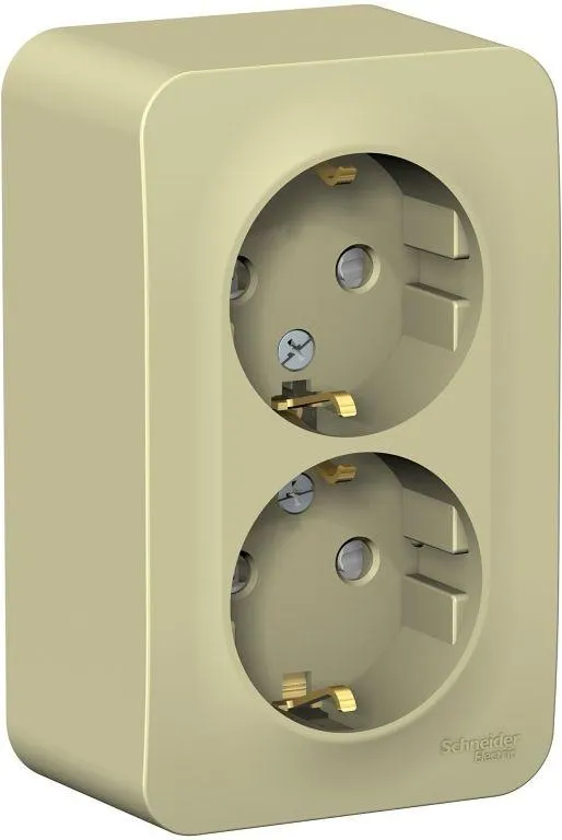 Розетка 2-м ОП Blanca 16А IP20 250В с заземл. защ. шторки с изолир. пластиной беж. SE BLNRA011217 - Фото 2
