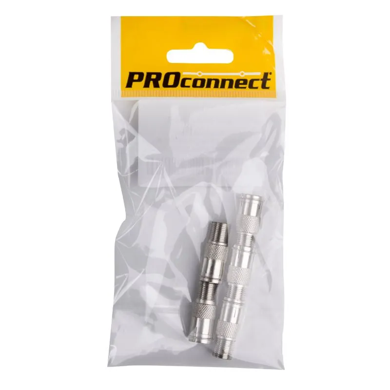 Переходник антенный, (гнездо F - гнездо TV), с кольцом (5шт) (пакет) PROconnect