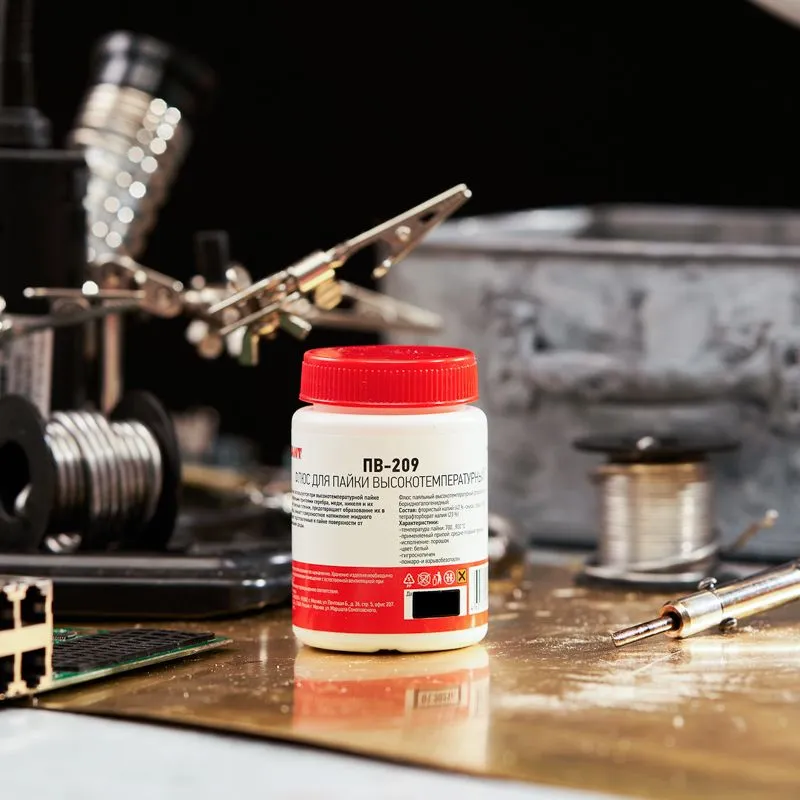 Флюс для высокотемпературной пайки, ПВ-209, 100г, банка REXANT - Фото 2