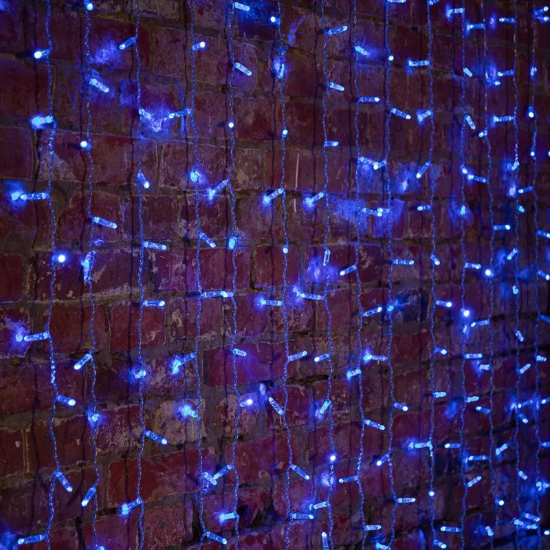 Гирлянда светодиодная Занавес 2х1,5м 192 LED СИНИЙ прозрачный ПВХ IP65 постоянное свечение 230В блок в комплекте NEON-NIGHT 235-303-6