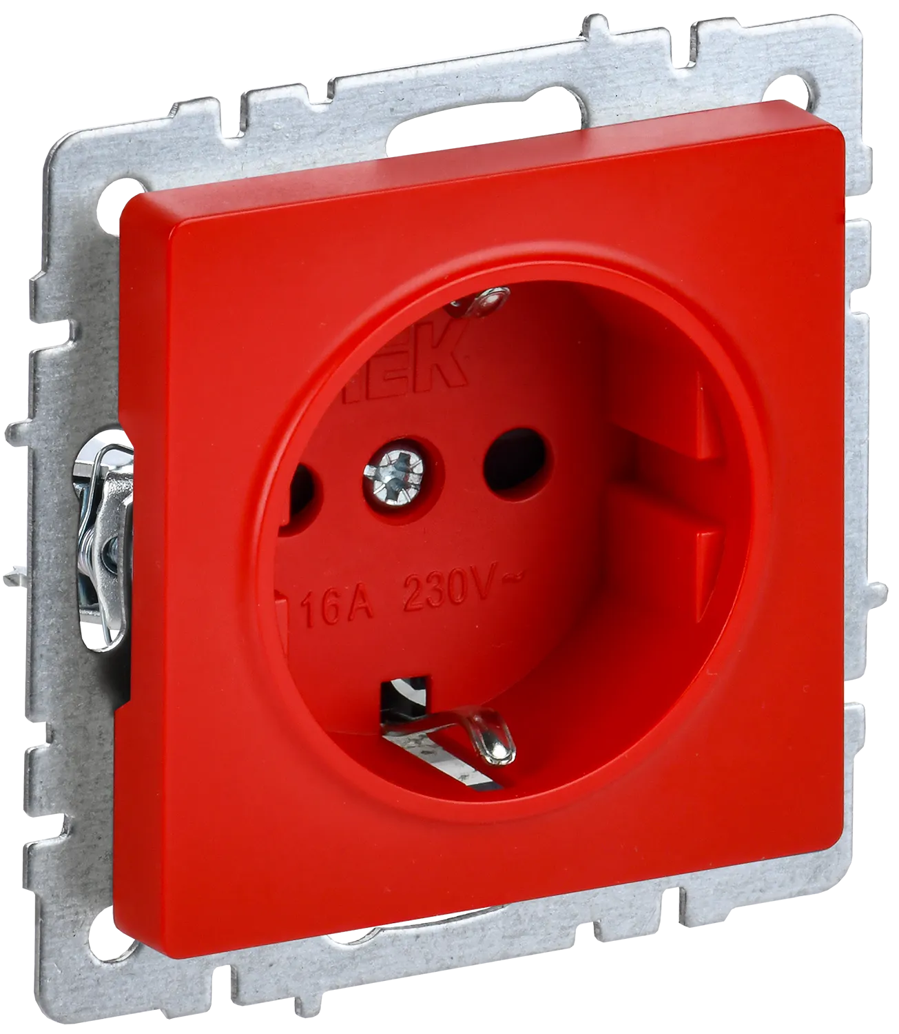 BRITE Розетка 1-местная с заземлением с защитными шторками 16А РС14-1-0-БрК красный IEK BR-R14-16-K04