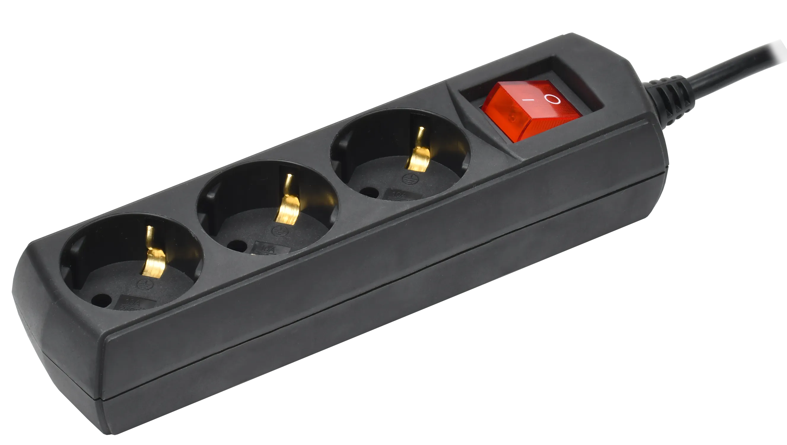 Удлинитель У03В 3 места с заземлением 3м 3х1мм2 10А/250В черный GENERICA 