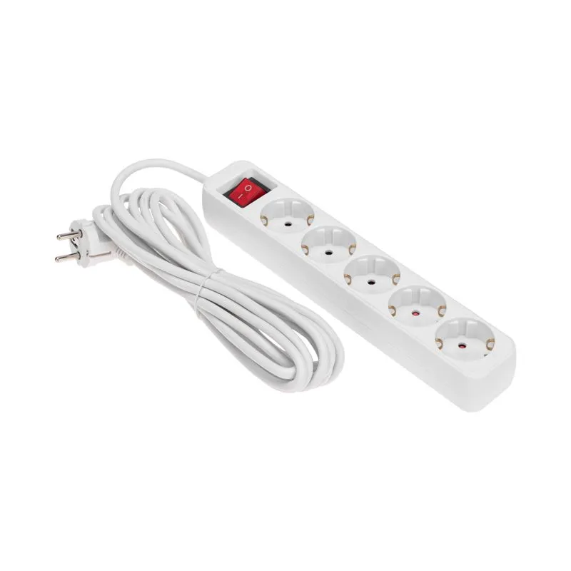 Удлинитель STANDARD 5 гнезд, 5м, 3х1,0мм², с/з, с выключателем, белый REXANT - Фото 2