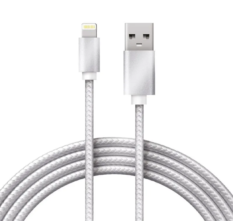 Кабель USB-A – Lightning для Apple, 2,4А, 1м, в серебристой нейлоновой оплетке REXANT 18-7051