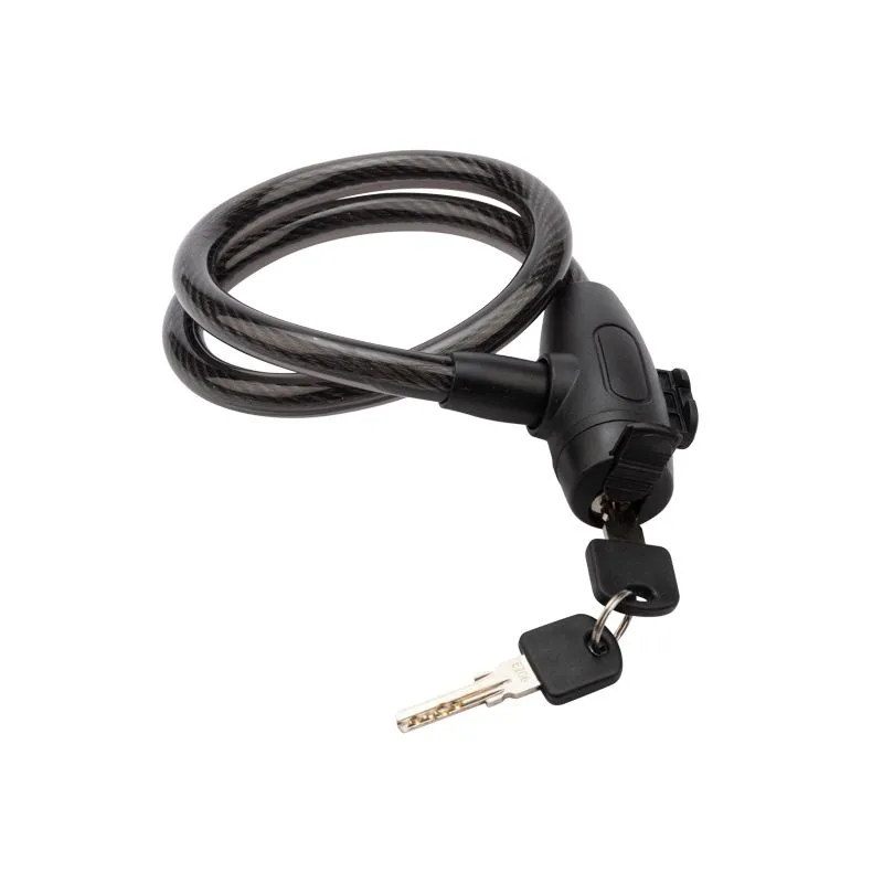 Тросовый замок взломостойкий для велосипедов и колясок с ключом 65 см черный - Фото 2