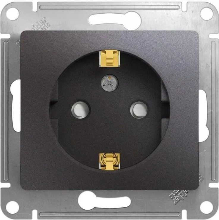 Розетка 1-м СП Glossa 16А IP20 250В с заземл. защ. шторки механизм графит SE GSL001345