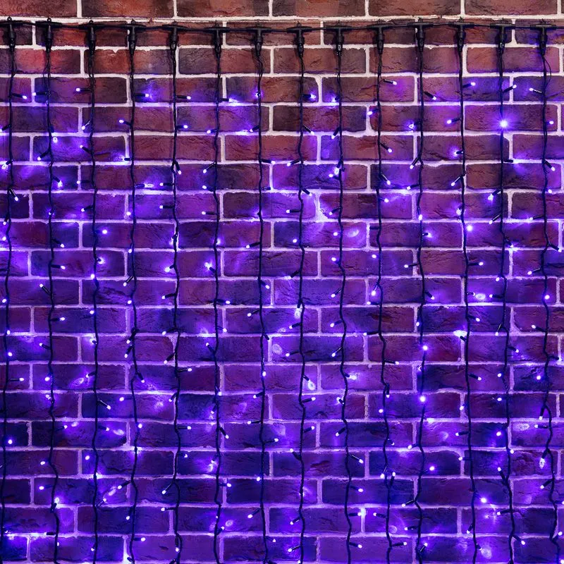 Гирлянда светодиодная Занавес 2х6м 1520 LED СИНИЙ черный ПВХ IP65 эффект водопада 230В не соединяется блок в комплекте NEON-NIGHT - Фото 2