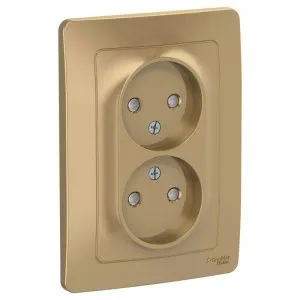 Розетка 2-м СП Blanca 16А IP20 250В без заземл. защ. шторки титан SE BLNRS000124 1210357