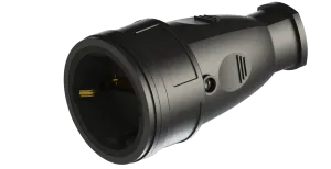 Розетка переносная разборная каучук РА16-005 без крышки (черный) с заземлением ВЭТП0017